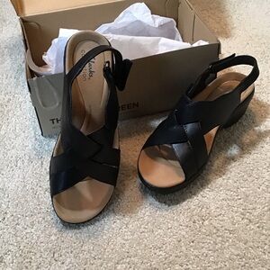 Clarks Black and Tan Women's Sandals